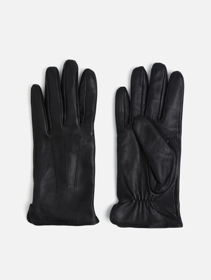 Black Leather Gloves 