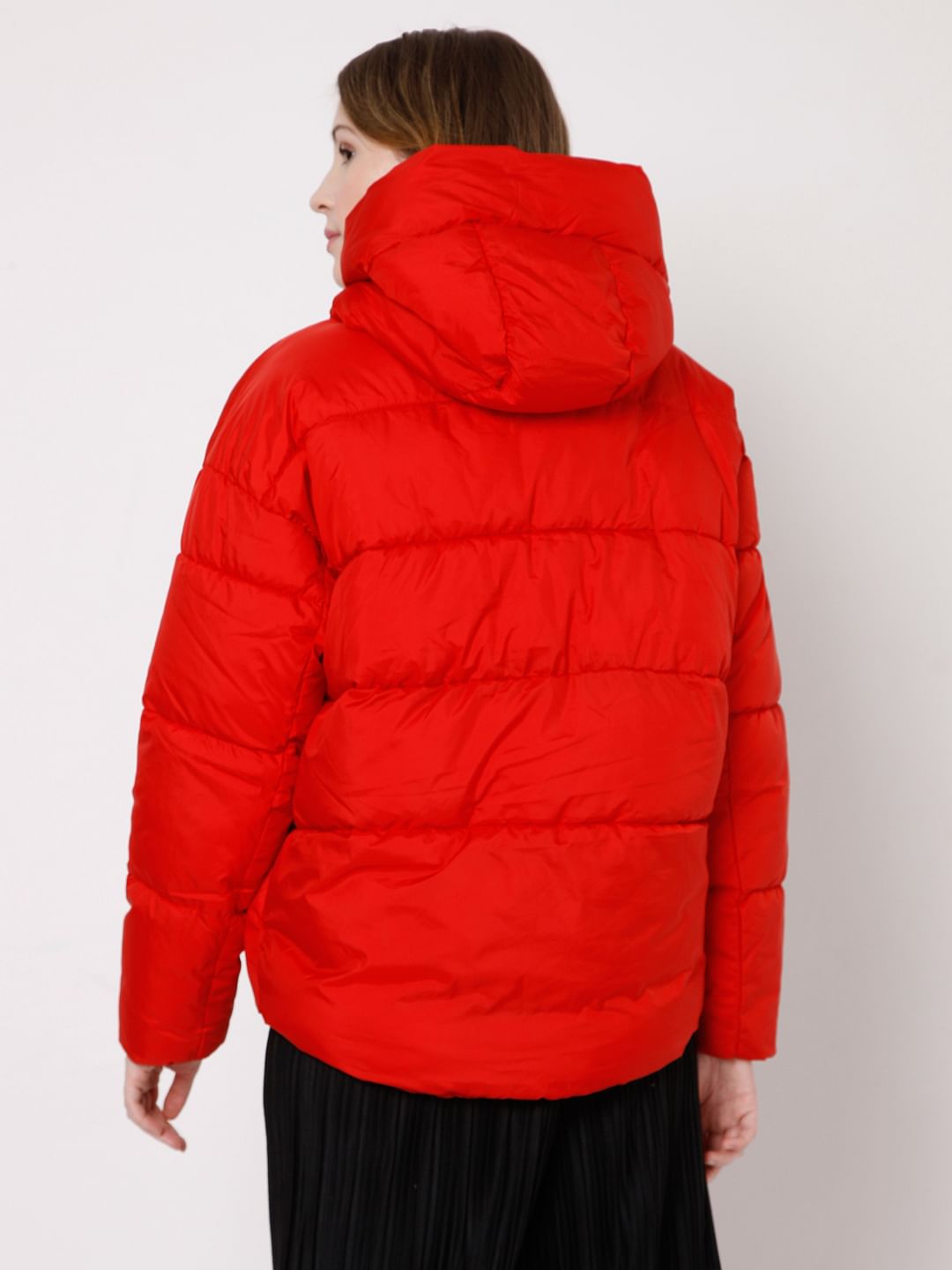 red padded parka