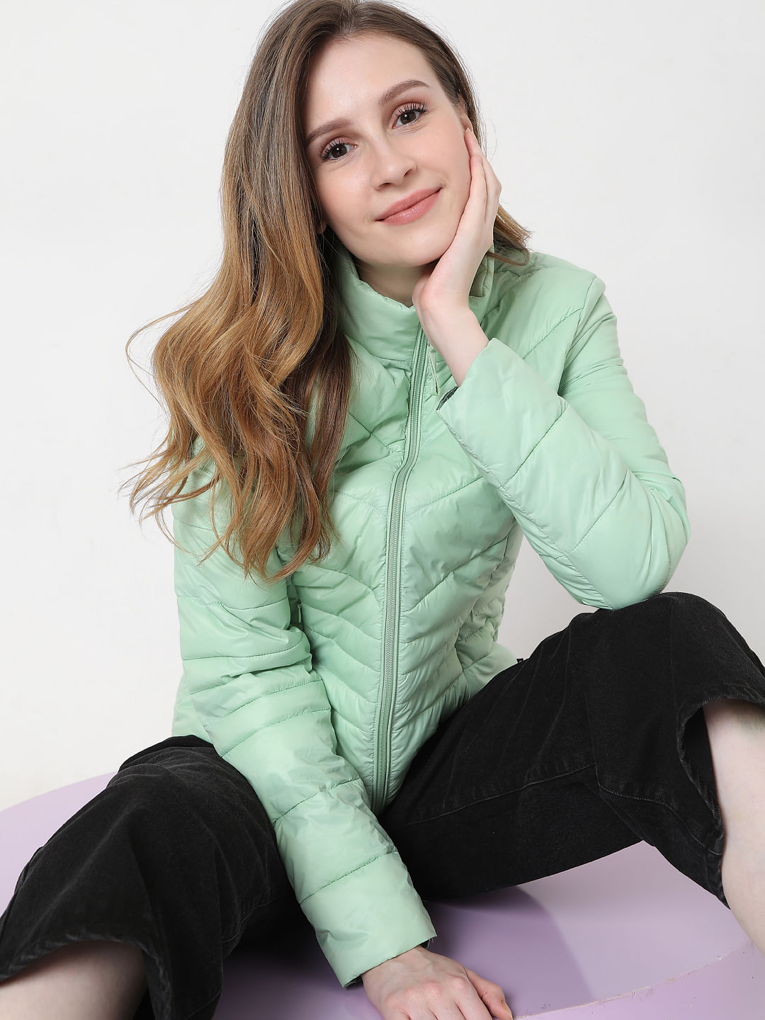 green padded puffer jacket