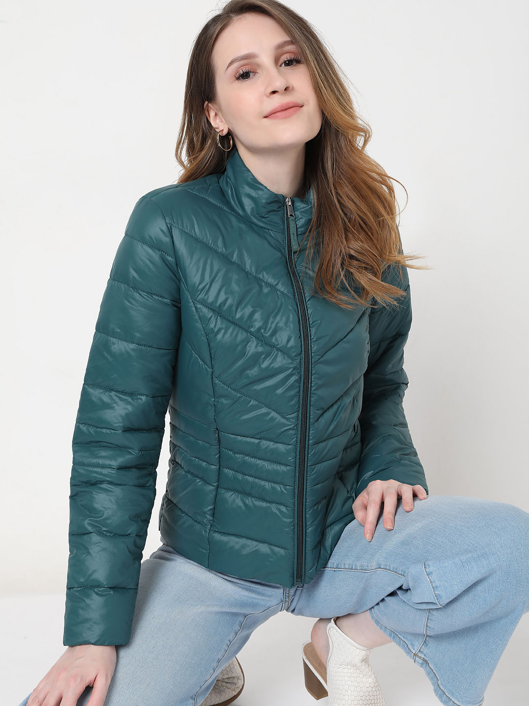 green padded puffer jacket