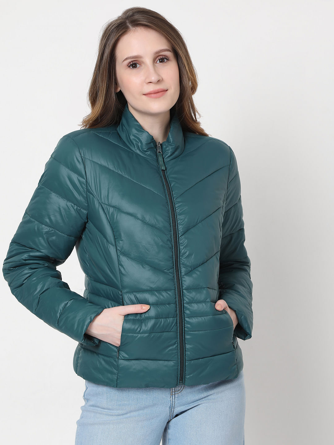 green padded puffer jacket