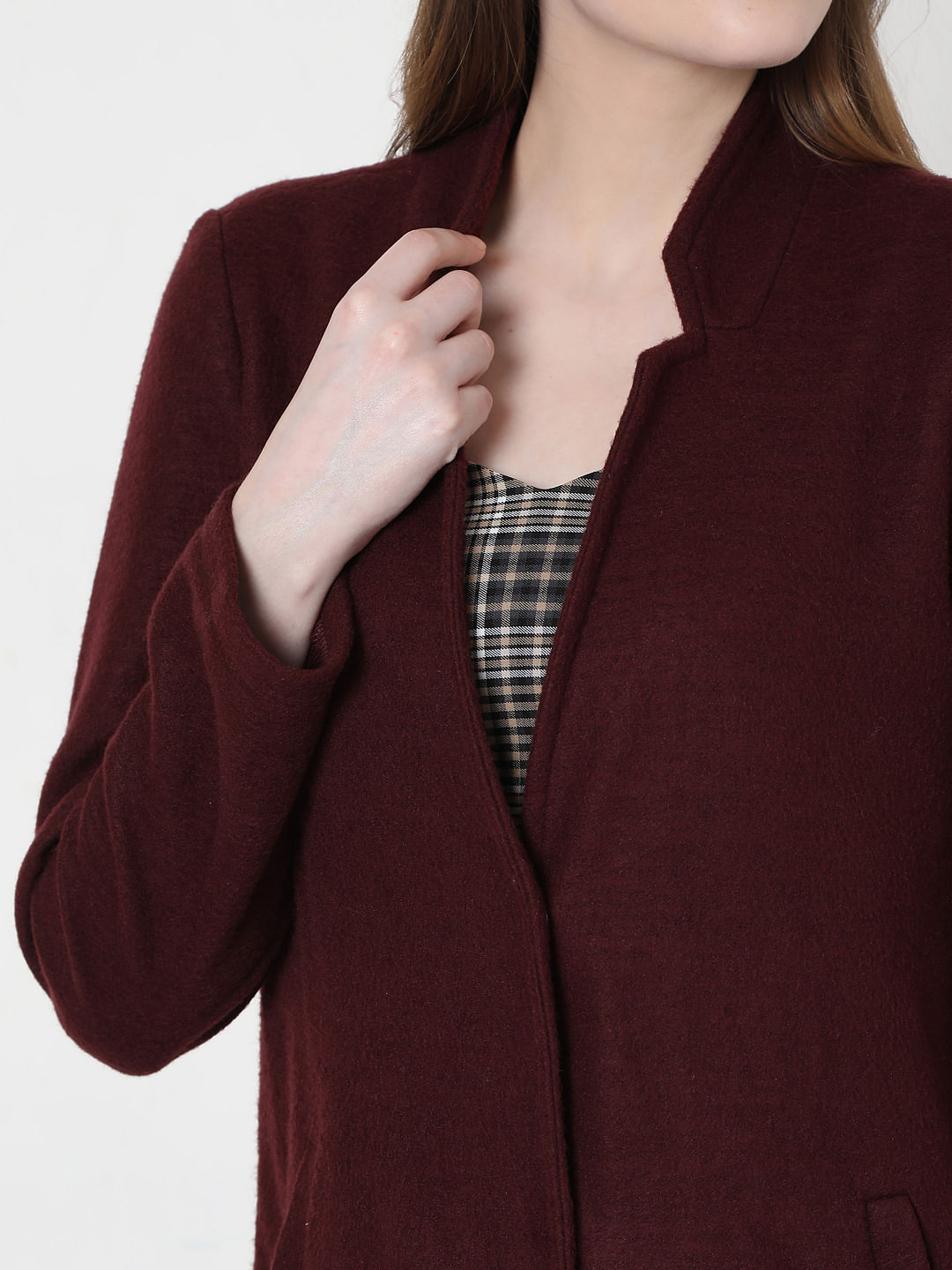 longline burgundy coat