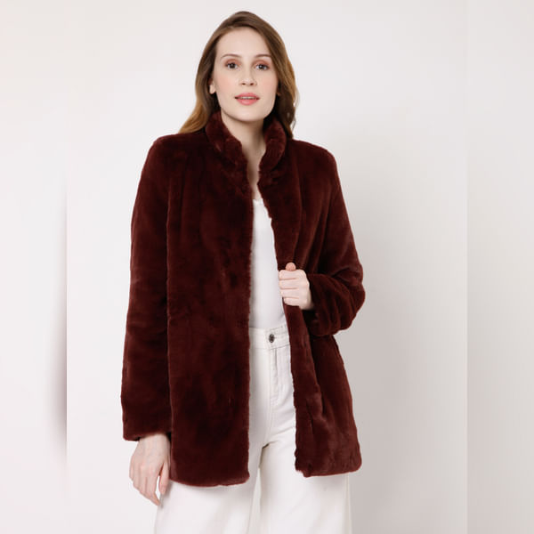 

BESTSELLER CLOTHING Maroon Faux Fur Coat