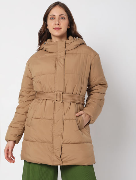 Brown Hooded Long Coat