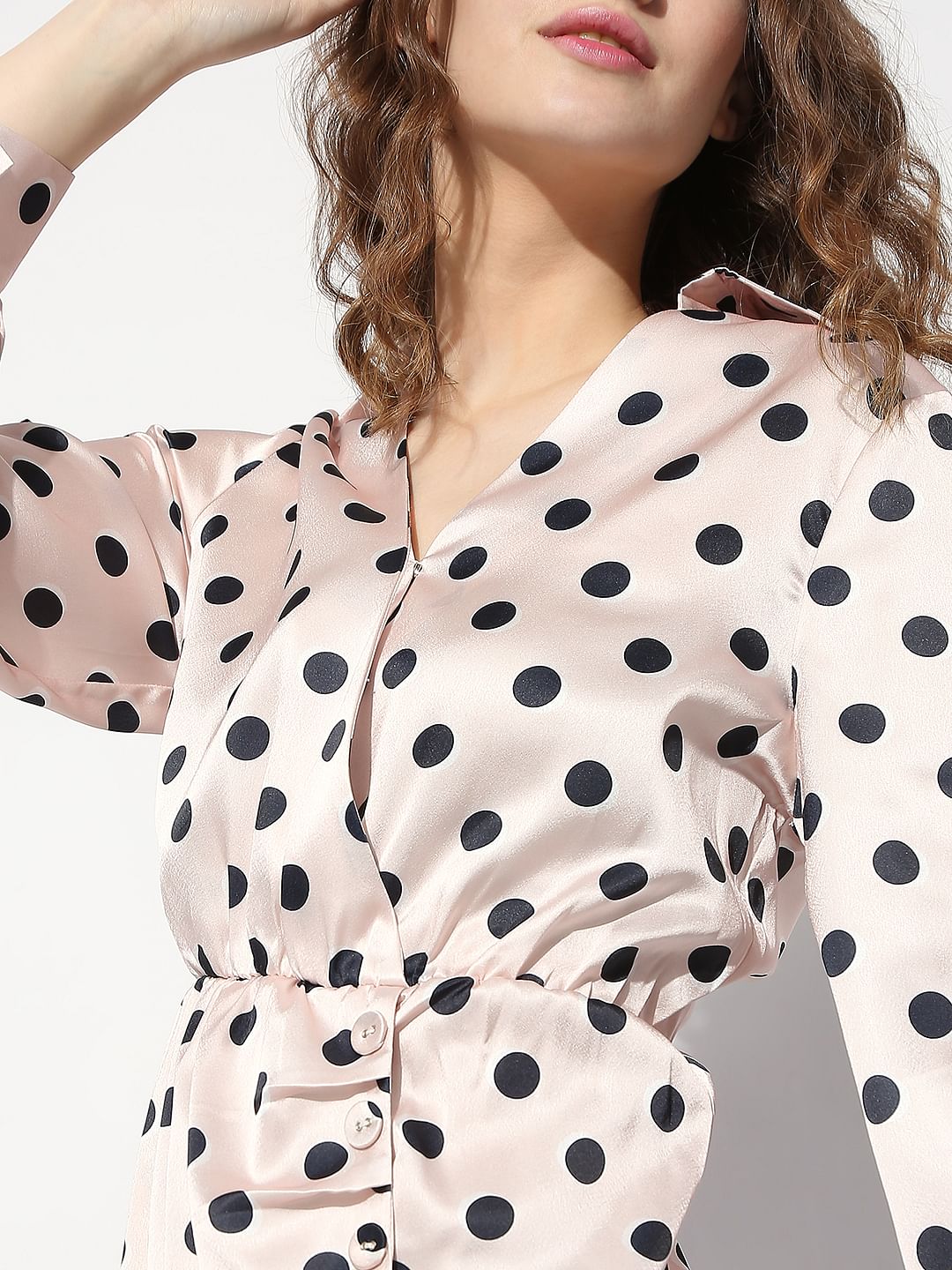 Pink Polka Dot Shirt Dress