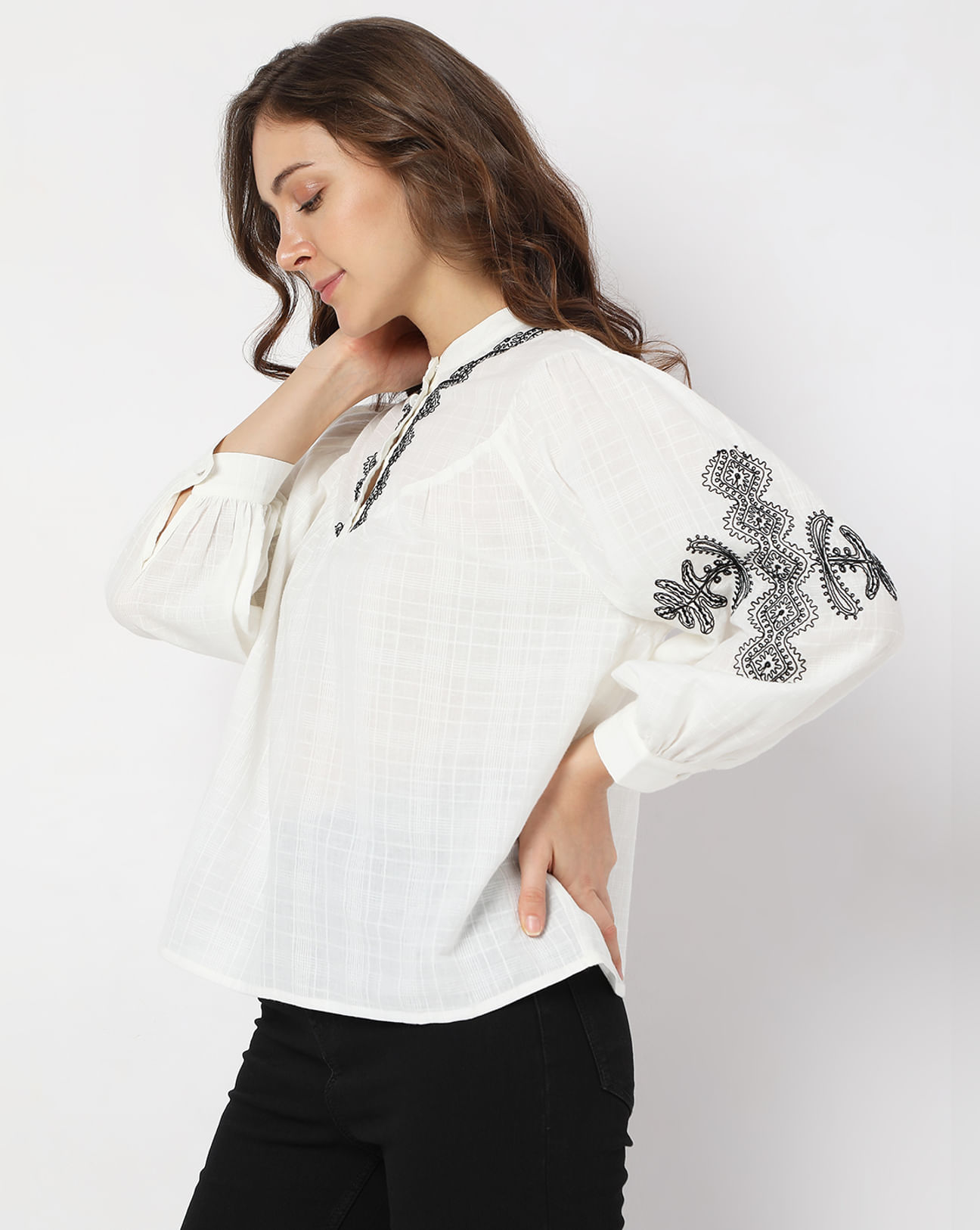 Buy White Cotton Embroidered Top For Women Online in India | VeroModa