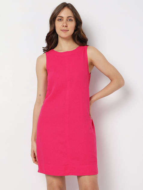 Pink Linen Shift Dress