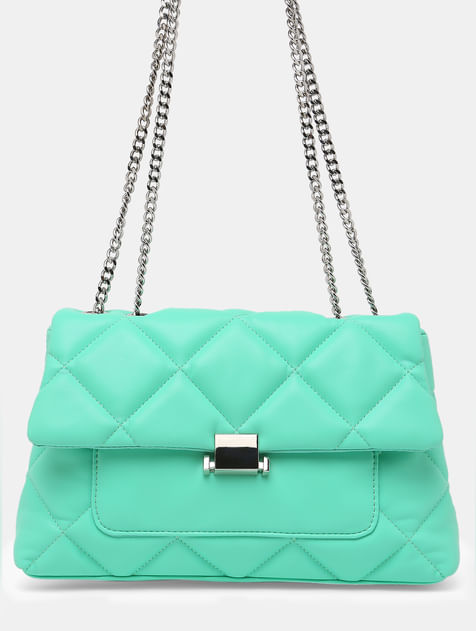 Electric Green Quilted Sling Bag