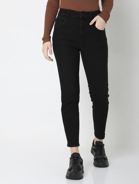 Black High Rise Wendy Skinny Fit Jeans