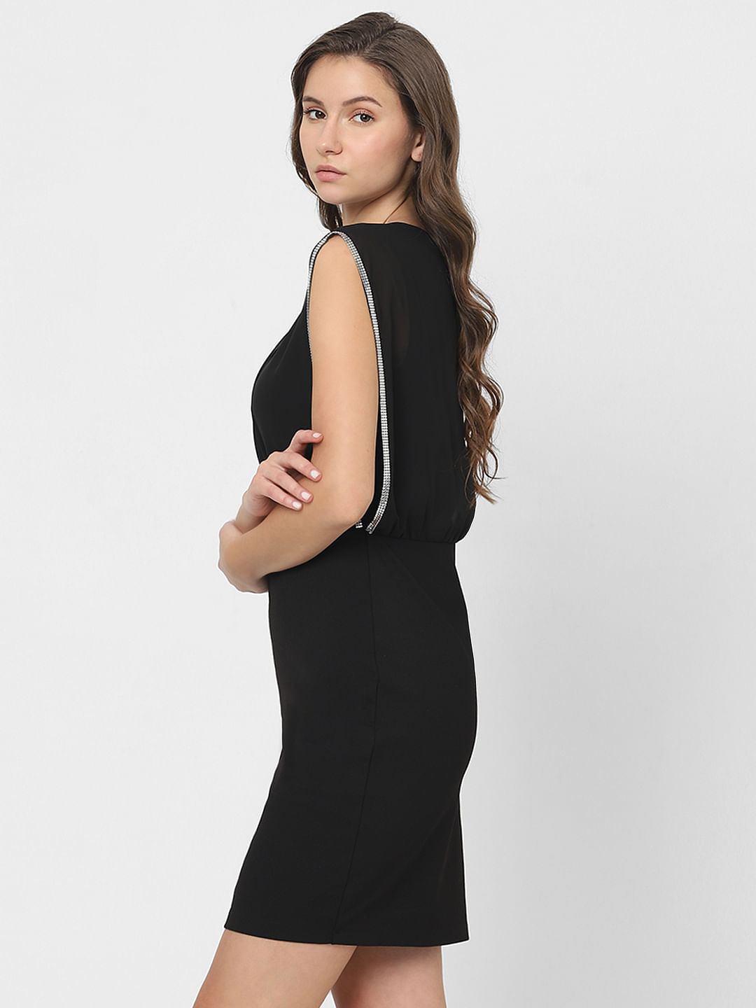 Buy VERO MODA Black Self Design A-line Dress online