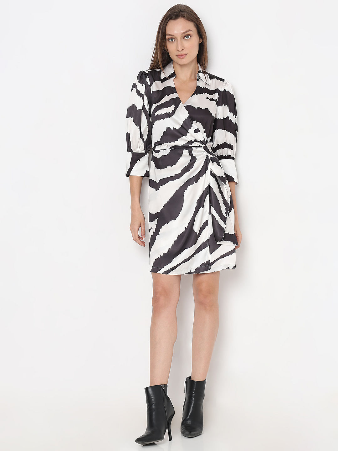 Zebra Print Dip Hem Dress | Apricot Clothing