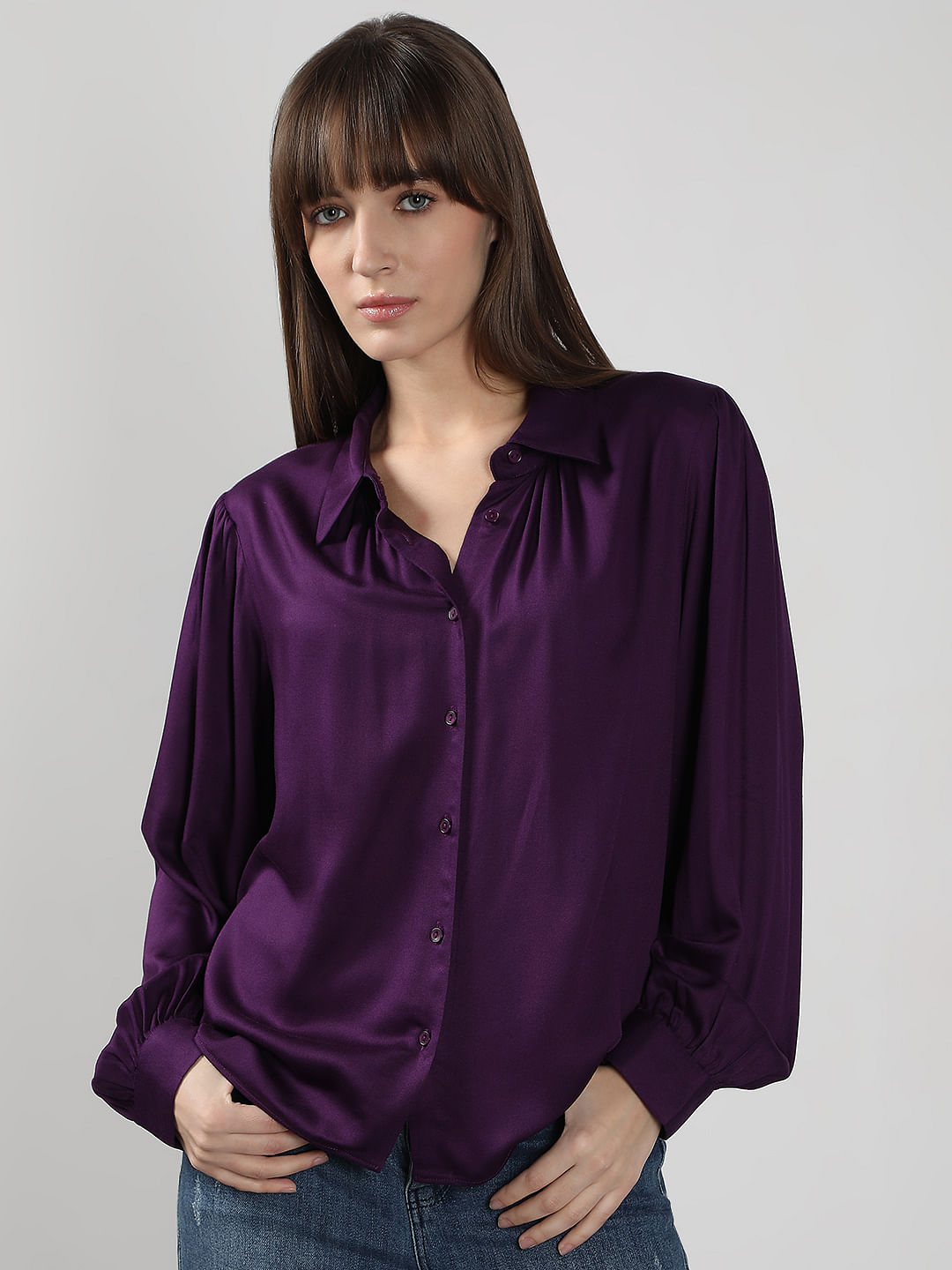 Woman Silk Shirt Long-sleeved Satin Women Blouse 19mm