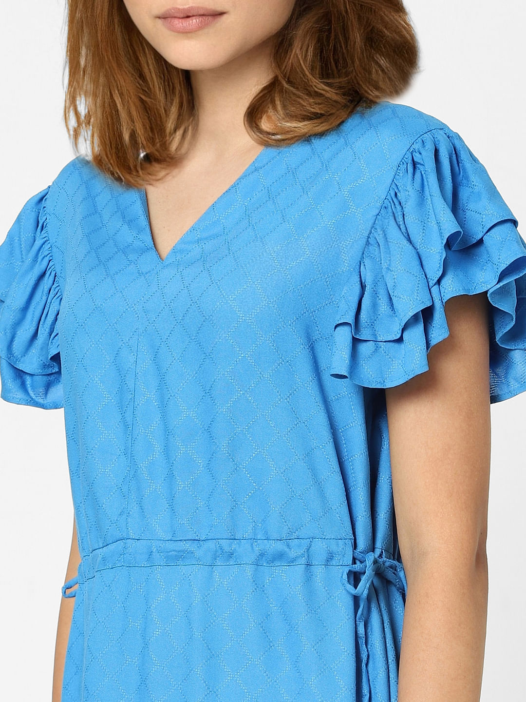 Blue Tie-String Shift Dress|296867603-French-Blue