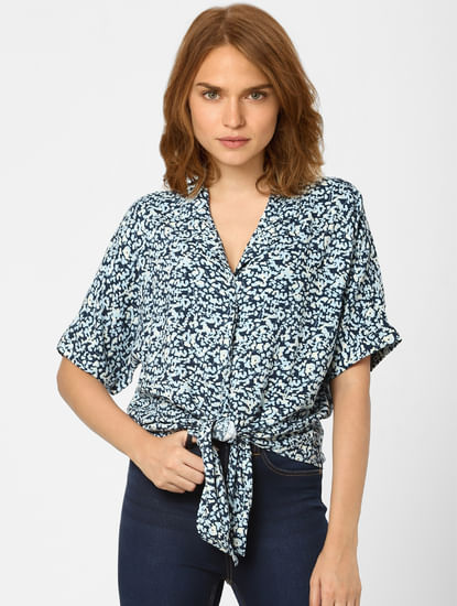 Blue All Over Print Top