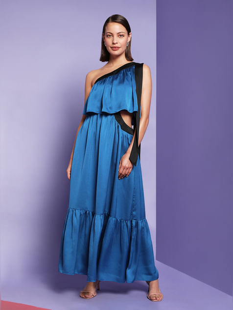 Buy Blue Halter Neck Maxi Dress for Women Online