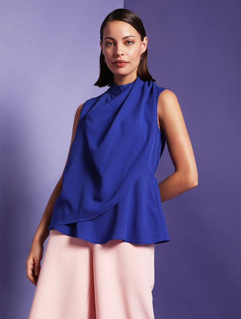 MARQUEE Blue Draped Top