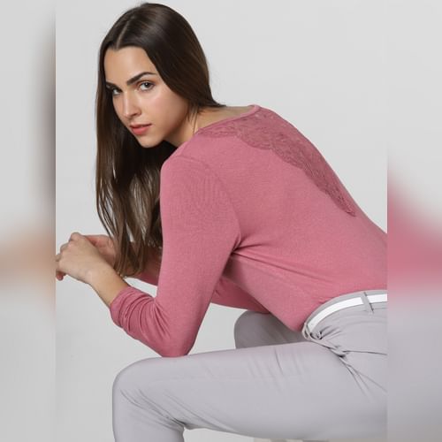 Pink Lace Back Top