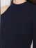 Navy Blue Cut-Shoulder Sweater