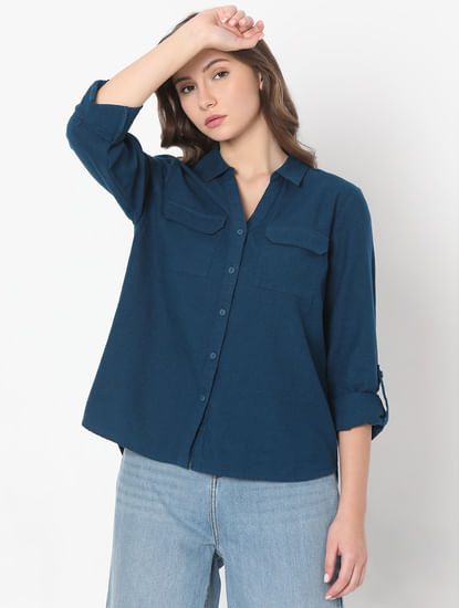 Dark Blue Linen Shirt