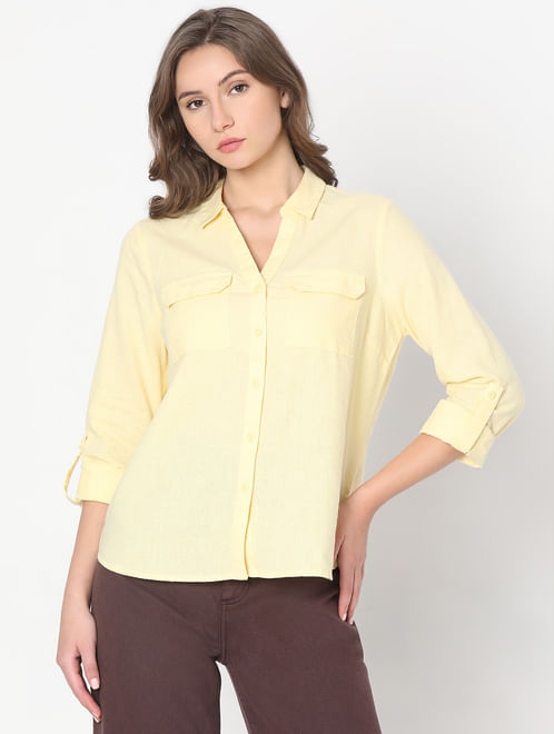 Light Yellow Linen Shirt