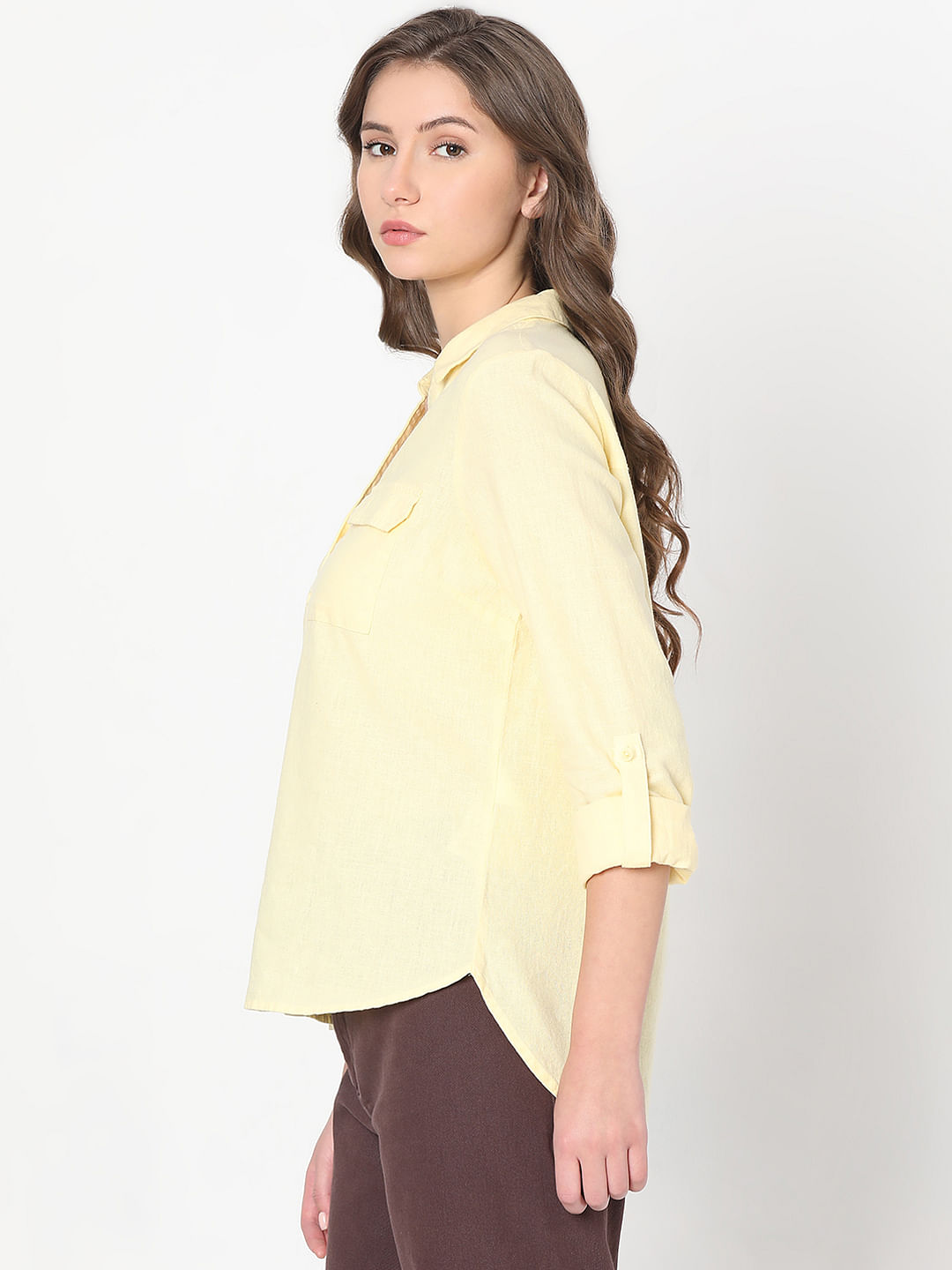 Light Yellow Linen Shirt|148549301-Mellow-Yellow