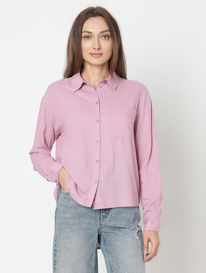Pink Linen Regular Fit Shirt