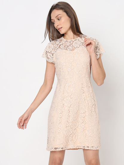 Peach Floral Lace Dress
