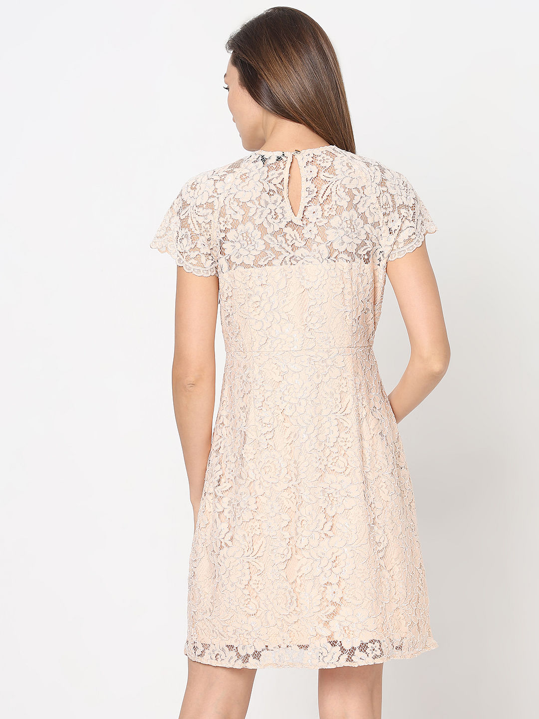 Peach Floral Lace Dress