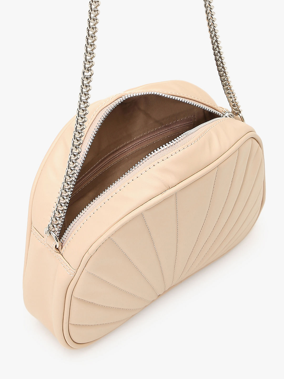 Beige Quilted Crossbody Bag