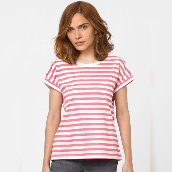 VERO MODA Pink Striped T-shirt