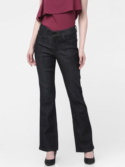Black Mid Rise Bootcut Jeans