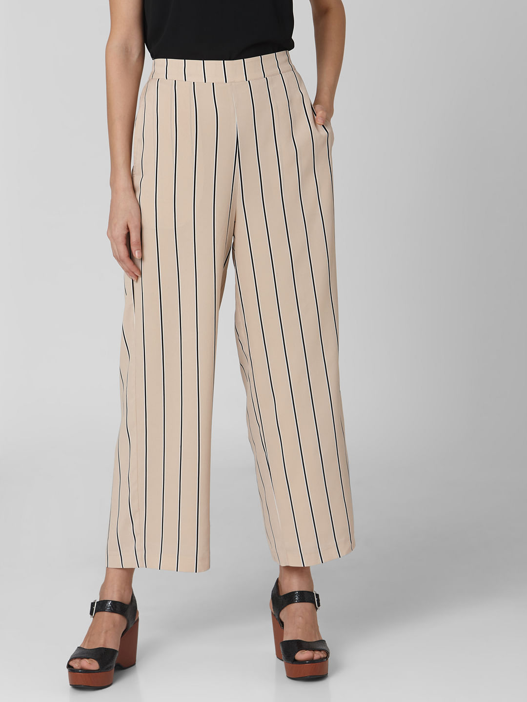 Buy Striped Linen Palazzo Pants  Loose Wide Leg Linen Trousers  Online in  India  Etsy