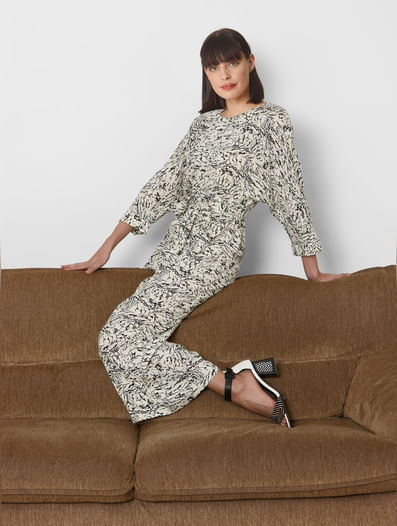 White All Over Print Jumpsuit