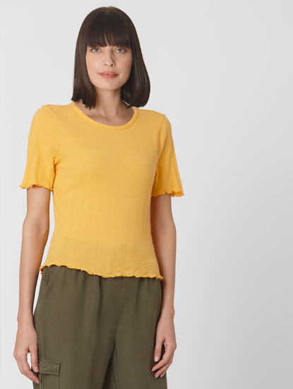 Yellow Textured T-shirt