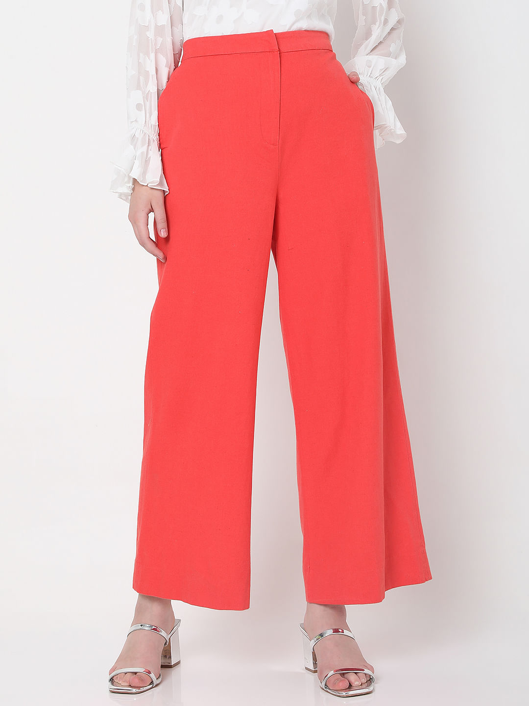 Vero Moda Bottoms Pants and Trousers  Buy Vero Moda Orange High Rise Wide  Leg Pants Online  Nykaa Fashion
