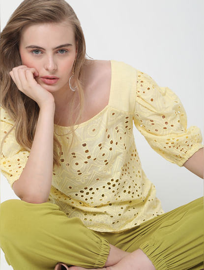 Light Yellow Embroidered Top