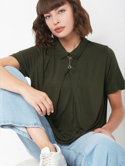 Green Collared Top