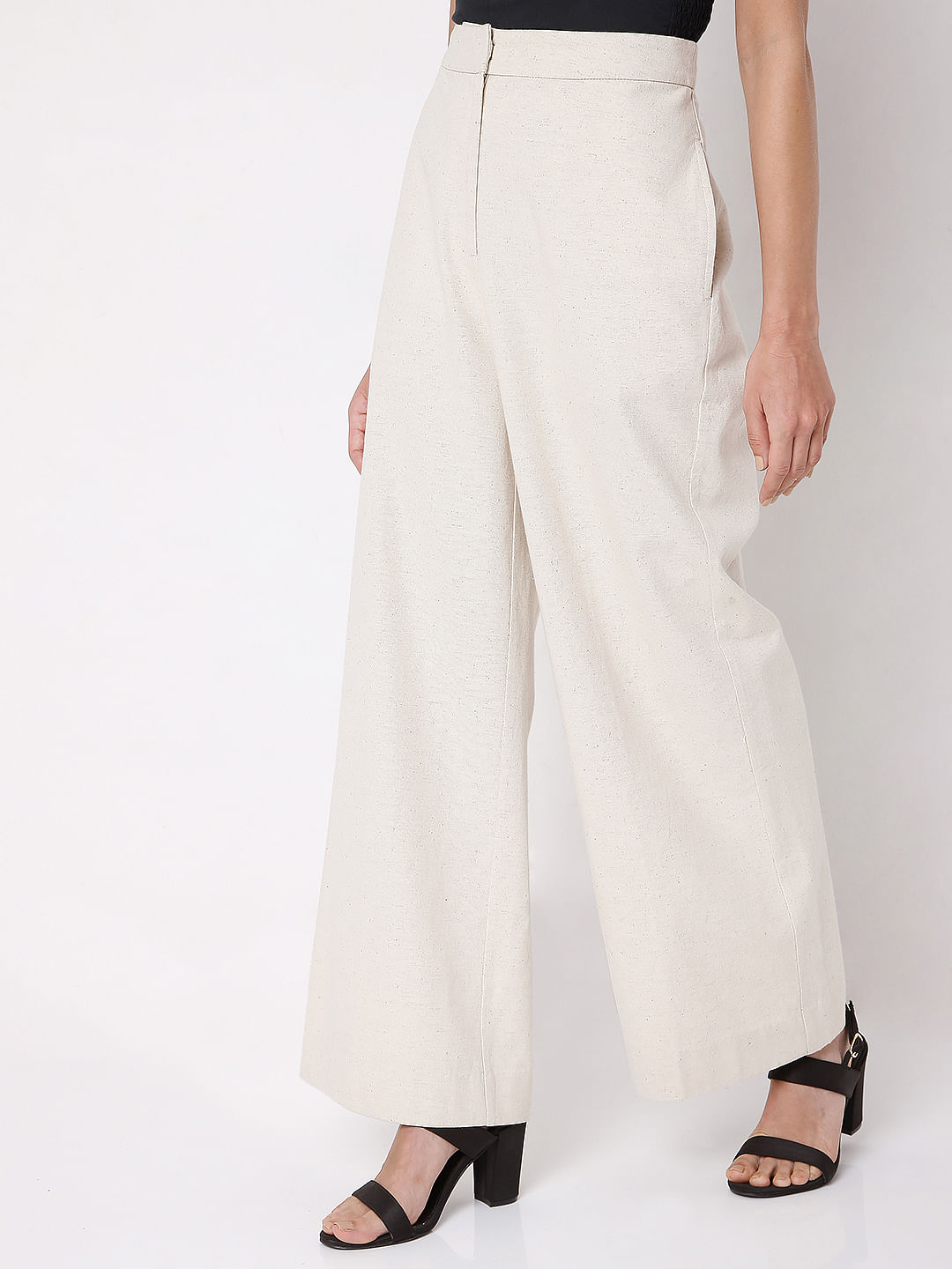 Buy security Womens Casual Wide Leg Pleated High Waist Palazzo Pants  Trousers White S at Amazonin
