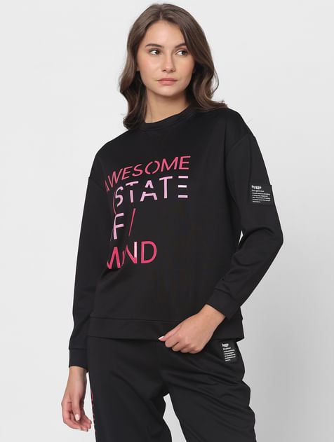 Black Printed Co-ord Set Sweatshirt
