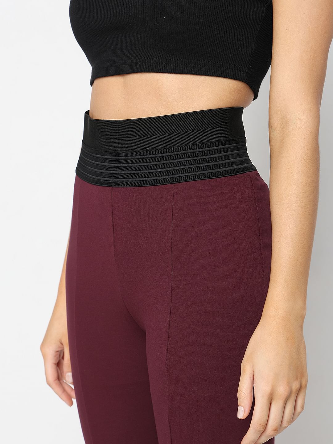 Maroon high waisted leggings best sale