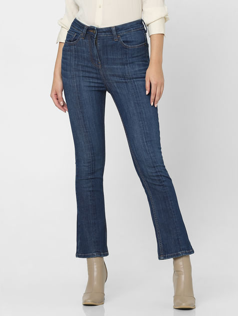 Blue High Rise Washed Petra Bootcut Jeans