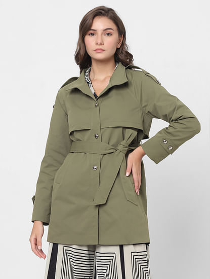 Green Belted Trench coat
