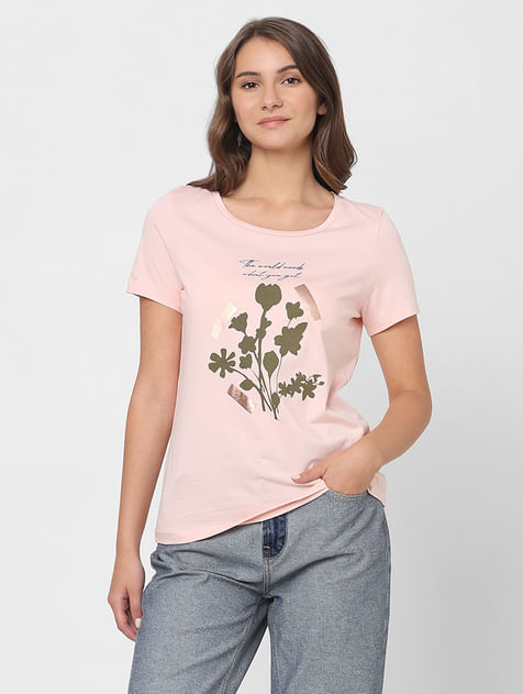 Pink Chest Print T-shirt