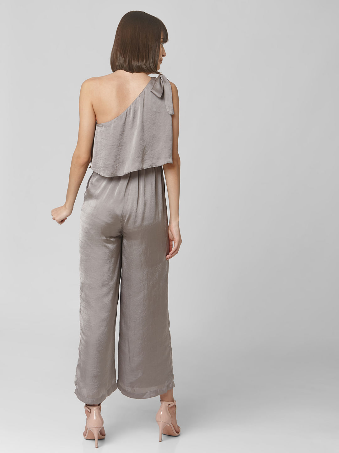 grey one shoulder jumpsuit