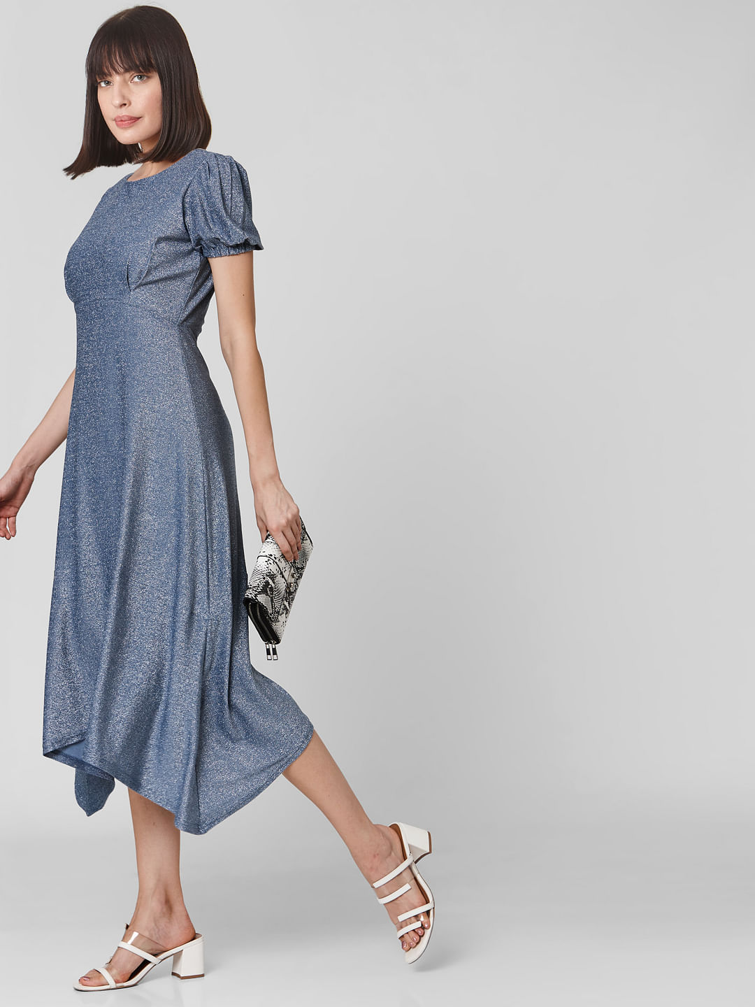 blue midi tea dress