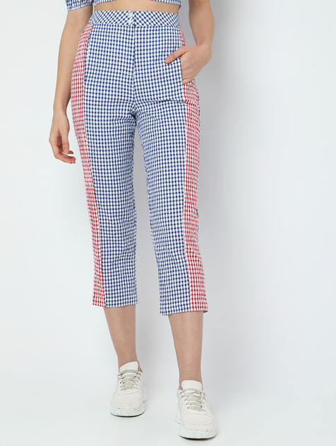 Blue Check Straight Fit Co-ord Set Pants