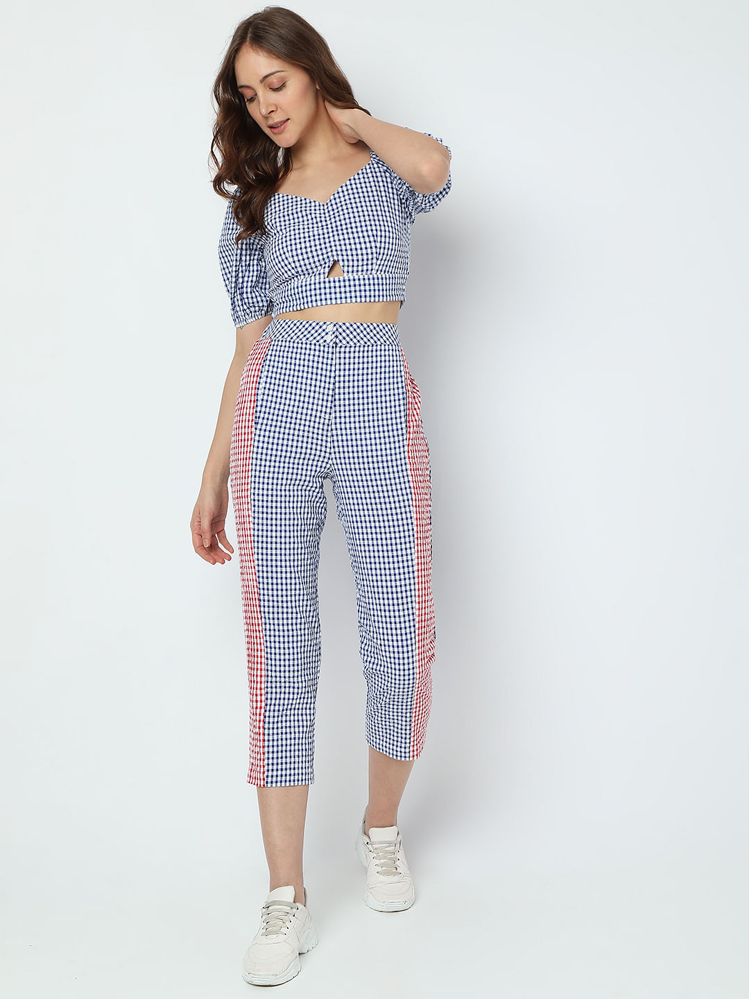 trendy casual  formal check pants for womens