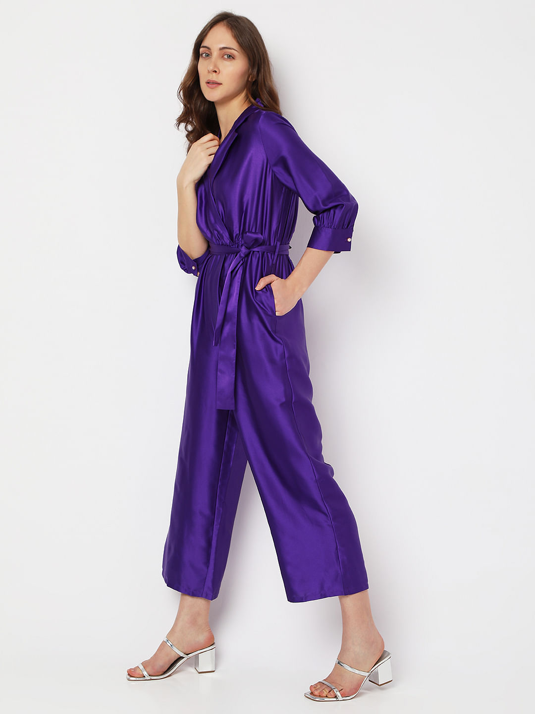 satin wrap jumpsuit