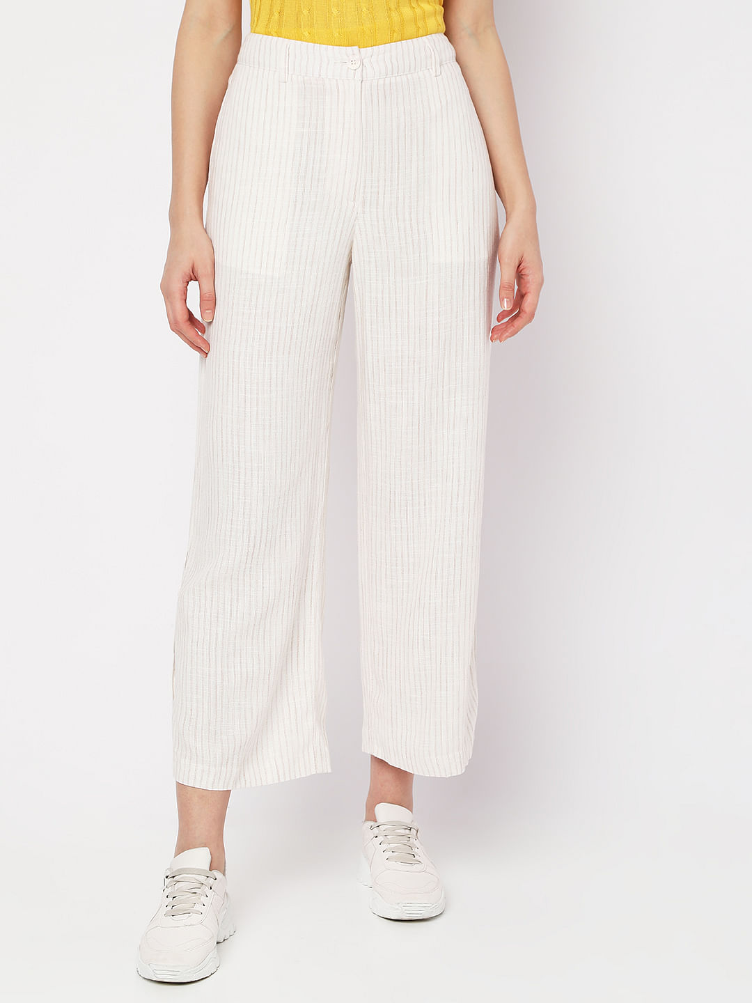 Buy Linen Blend Drawstring Trousers from Next India