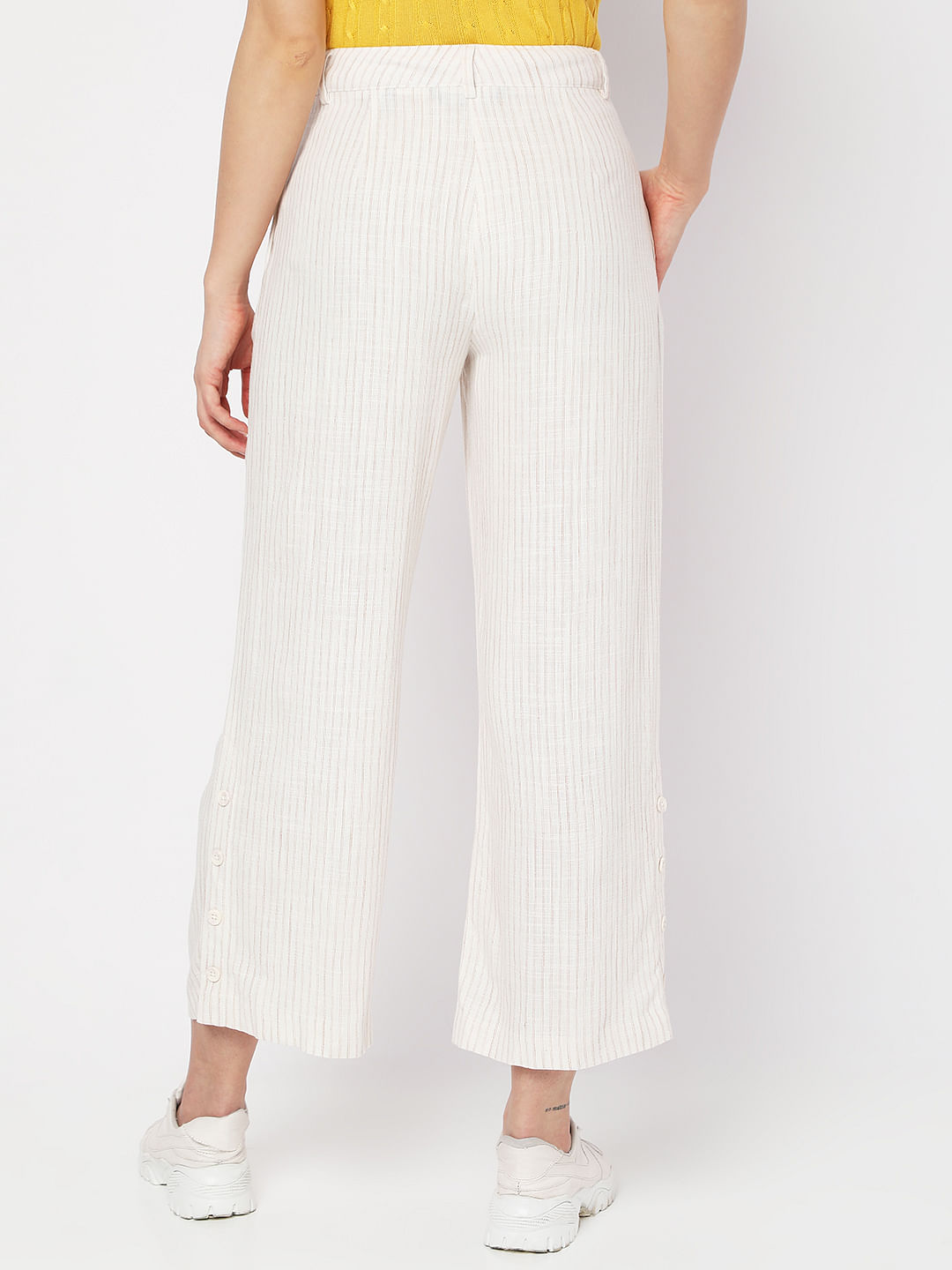 Buy White Linen Elasticated Formal Trouser Online  FableStreet